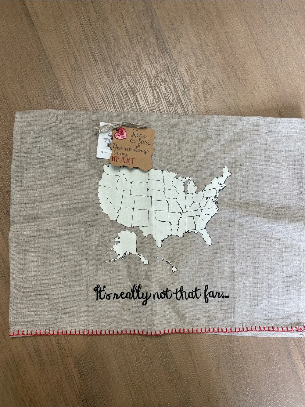 Francesca's Natural and White Printed Tea Towel - USA Map Design